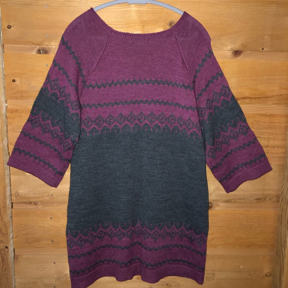 The Limited sweater dress purple / gray wool blend size XL plus size 3/4 sleeve - Picture 2 of 7